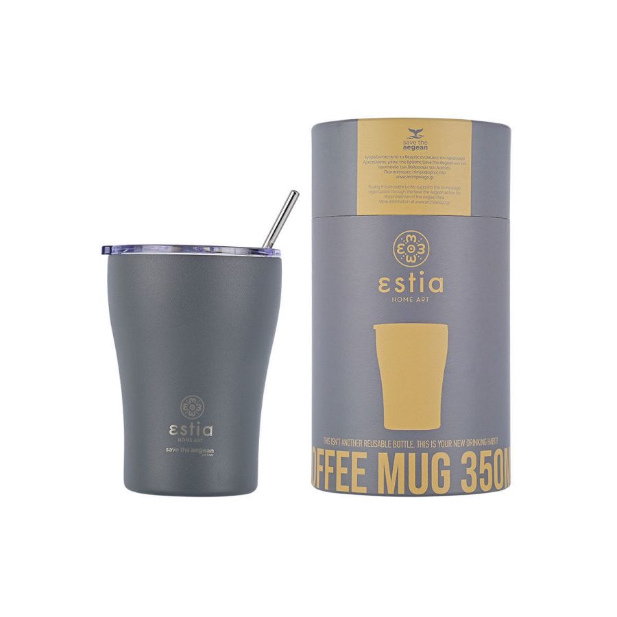 Θερμός Coffee Mug Save the Aegean 350ml Fjord Grey Estia Home Art 01-12441