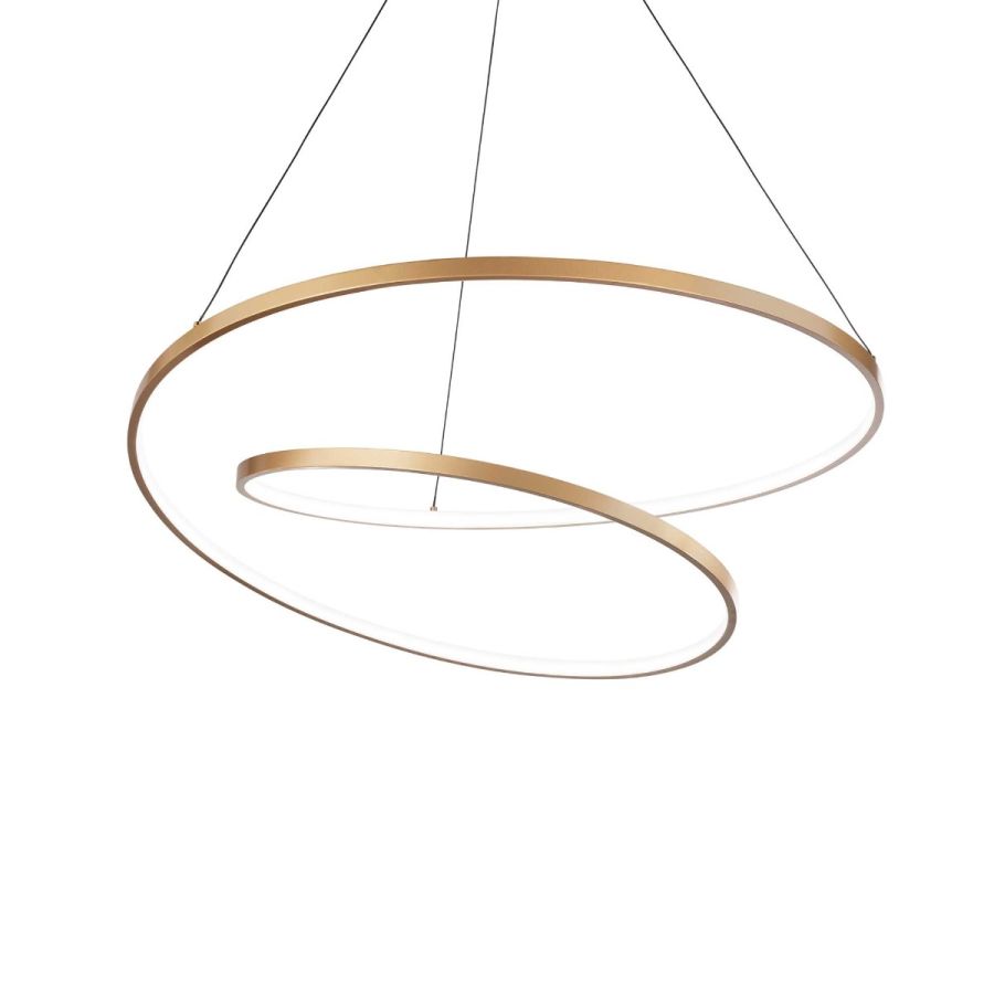 Φωτιστικό Κρεμαστό Ø800x240xΗ2240mm Led Dimmable 55w 3000K 6100lm Brushed Brass Ideal Lux Oz SP D80 Dali 304595