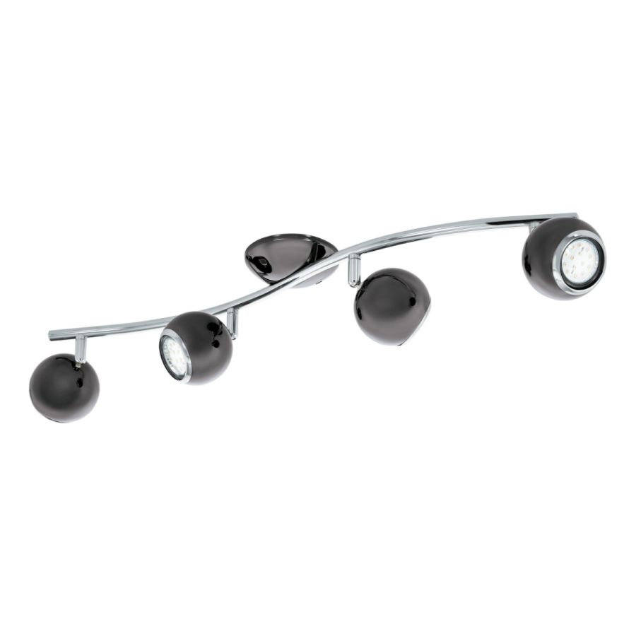 Σποτ Τετράφωτη Ράγα L64cm 4xGU10 4x2,8w 3000Κ 4x250lm Ατσάλι Νίκελ-Μαύρο Eglo Bimeda 31008