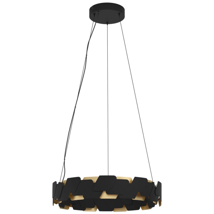 Κρεμαστό Φωτιστικό Μαύρο -Χρυσαφί D61,5xH150cm LED 3000K 4200lm Eglo Altagracia 390031