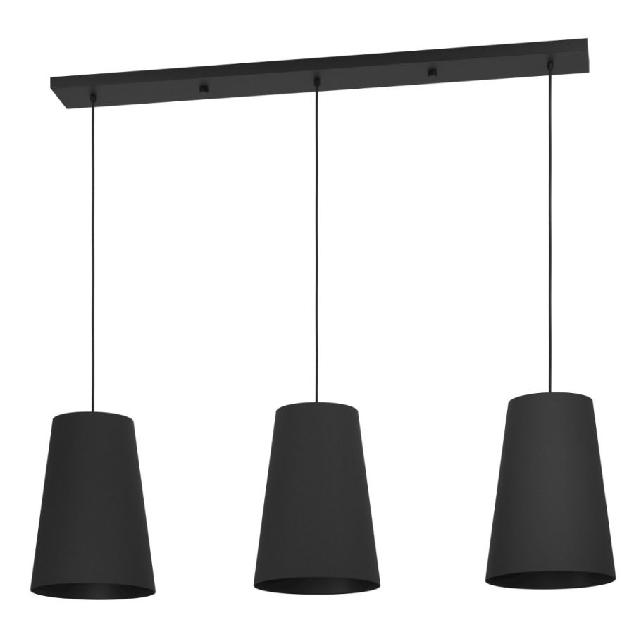 Φωτιστικό Κρεμαστό Τρίφωτη Ράγα L129xH150cm 3xE27 Ύφασμα Μαύρο Eglo Petrosa Eglo 390133