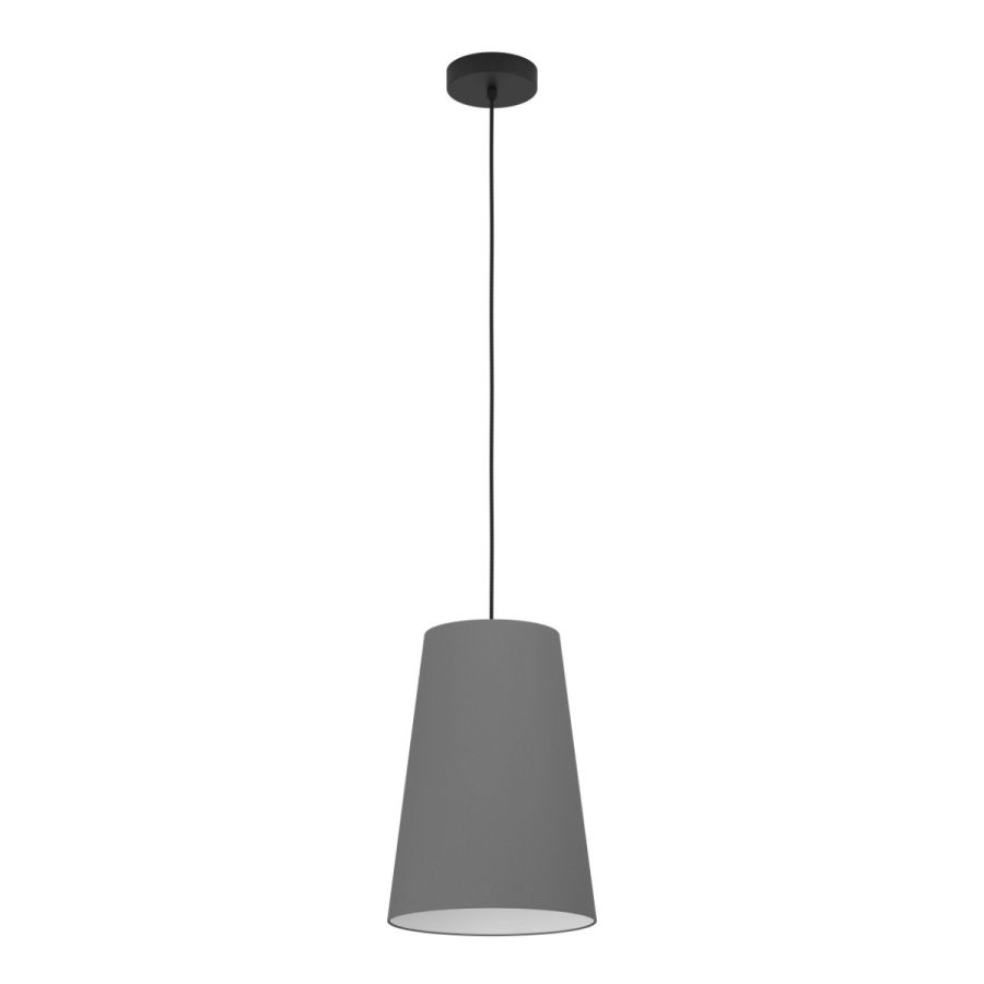 Κρεμαστό Φωτιστικό D28xH150cm Μονόφωτο 1xE27 Ύφασμα Γκρι Eglo Petrosa 390135