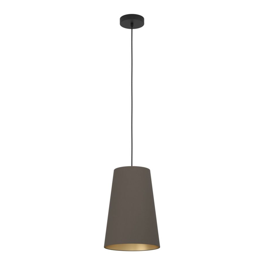 Κρεμαστό Φωτιστικό D28xH150cm Μονόφωτο 1xE27 Ύφασμα Καπουτσίνο Eglo Petrosa 390195
