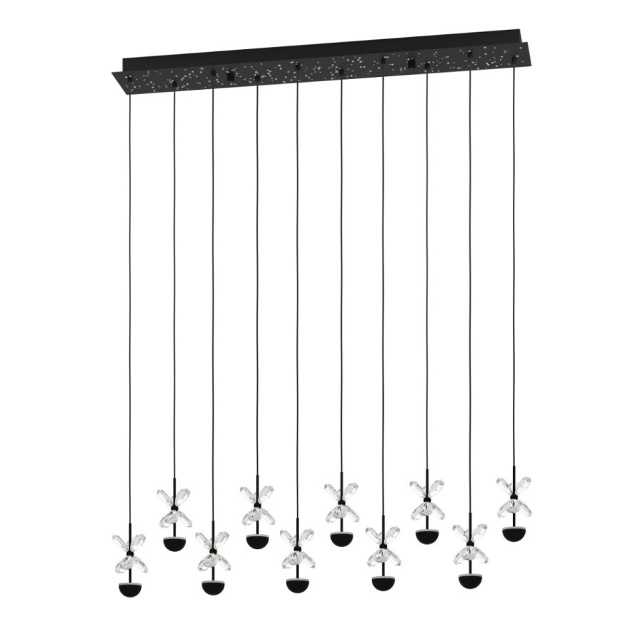 Κρεμαστό Φωτιστικό Ράγα 87cm LED 3000K 2800lm Μαύρο Eglo Pianopoli 2 390278