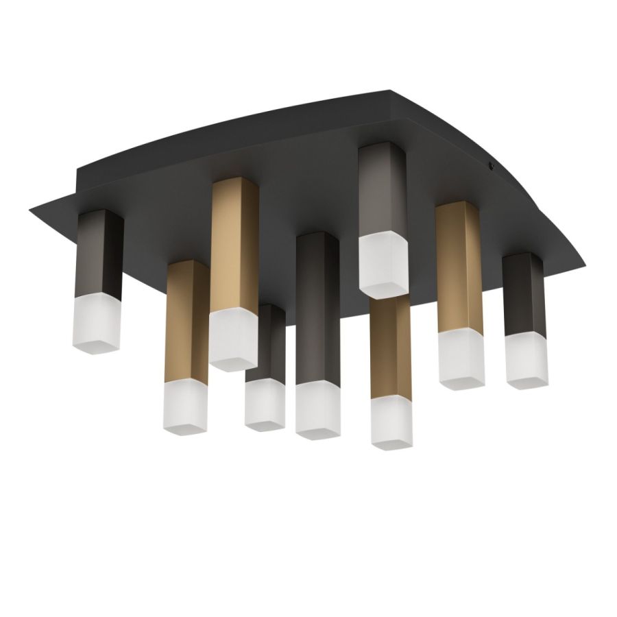 Πλαφονιέρα Οροφής 42xH23,5cm LED 3000K Μαύρο-Γκρι-Καφέ Γυαλί Σατινέ Eglo Estanterios 39905