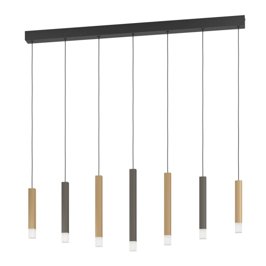 Φωτιστικό Κρεμαστό Ρυθμιζόμενο Ράγα L108xH150cm LED 3000K Μαύρο-Γκρι-Καφέ Γυαλί Σατινέ Eglo Estanterios 39906