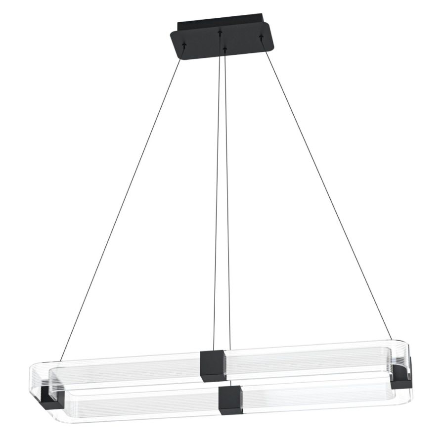Κρεμαστό Φωτιστικό Μαύρο-Διάφανο L100xH150cm LED 3000K 1200lm Eglo Mogetonello 39909