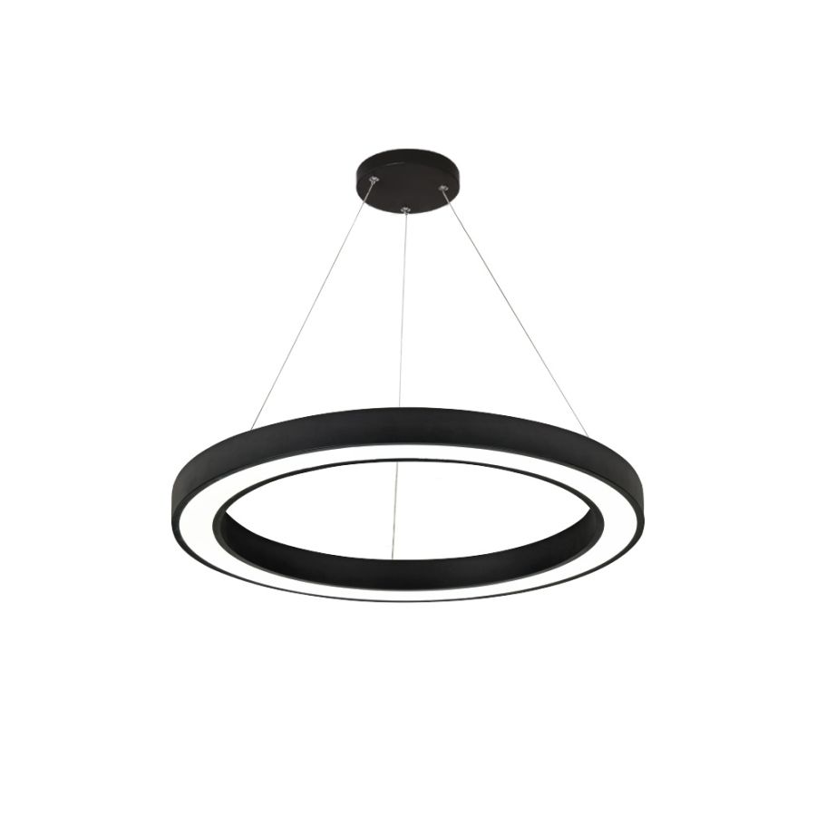 Κρεμαστό Φωτιστικό D80cm Led 88w 7000lm 3CCT by switch on base Μαύρο Inlight 6073-80-BL 