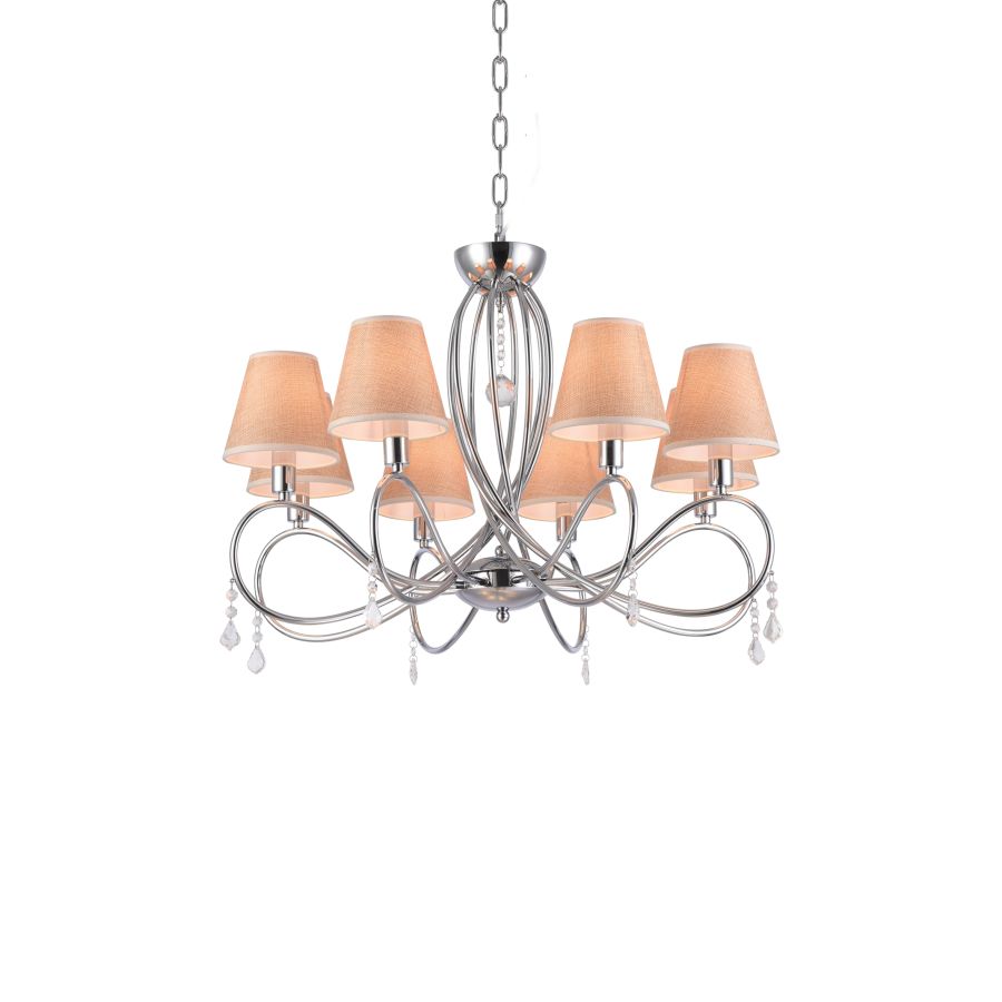 E002-8 LAKI PENDANT LAMP CHROME & WHITE SHADE 1Z2 HOMELIGHTING 77-3666