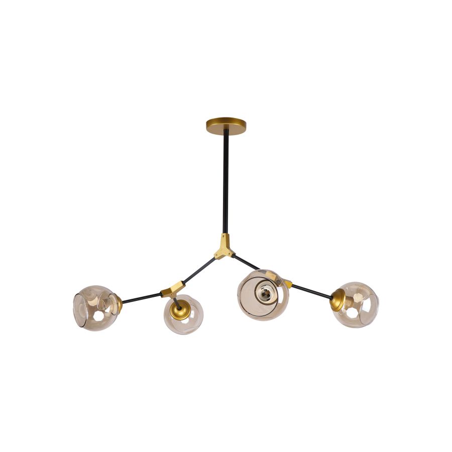 KQ 51454/4 CONELLY BLACK, BRASS AND HONEY PENDANT Ζ3 HOMELIGHTING 77-8105