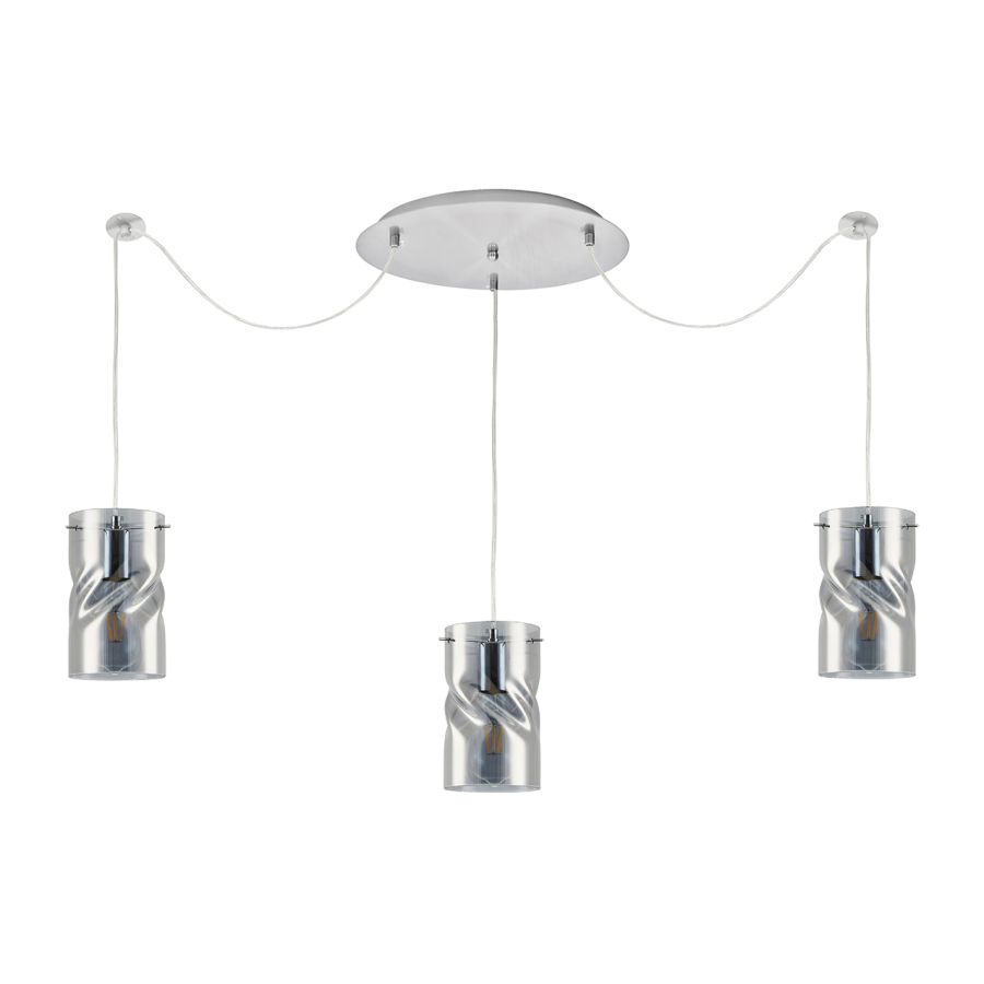 KQ S0616-3 TWIST SMOKEY PENDANT GLASS HOMELIGHTING 77-8182