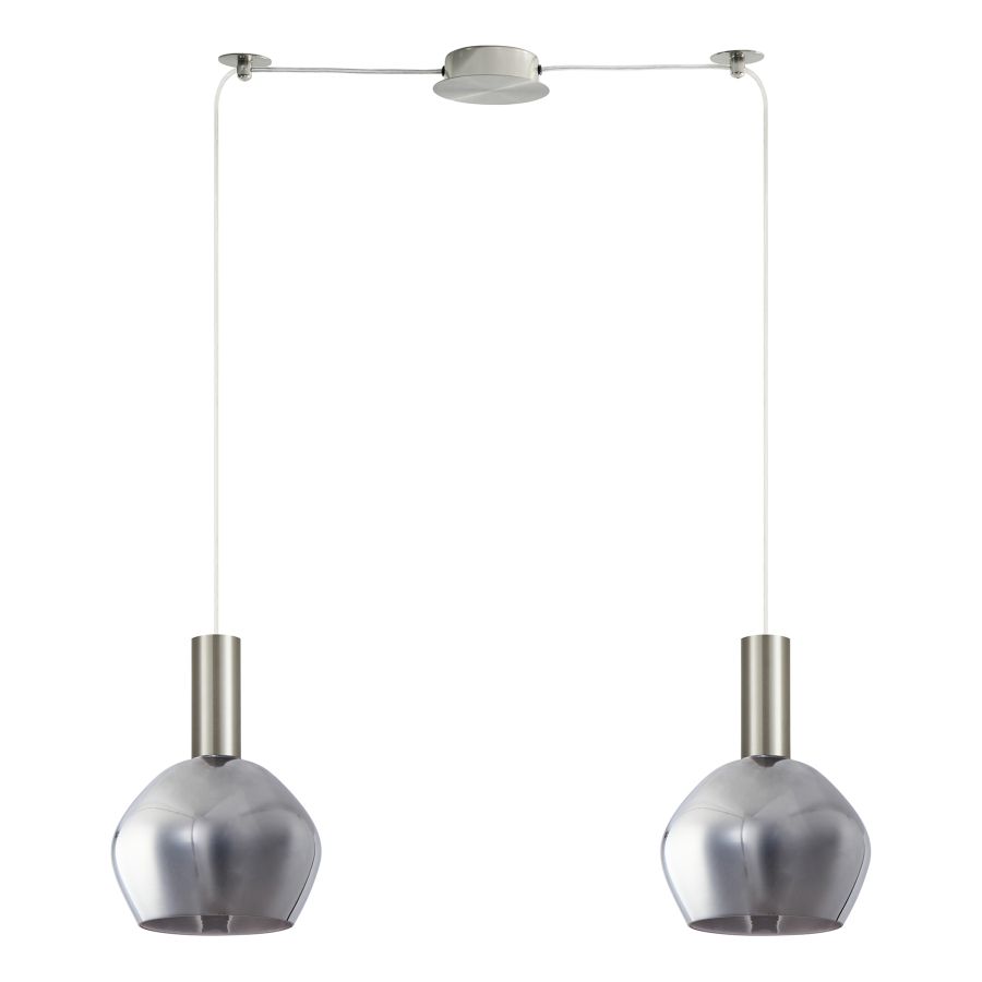 SE21-NM-4-GL2-NM2 ADEPT TUBE Nickel Matt Pendant Smoked Glass+ HOMELIGHTING 77-8402