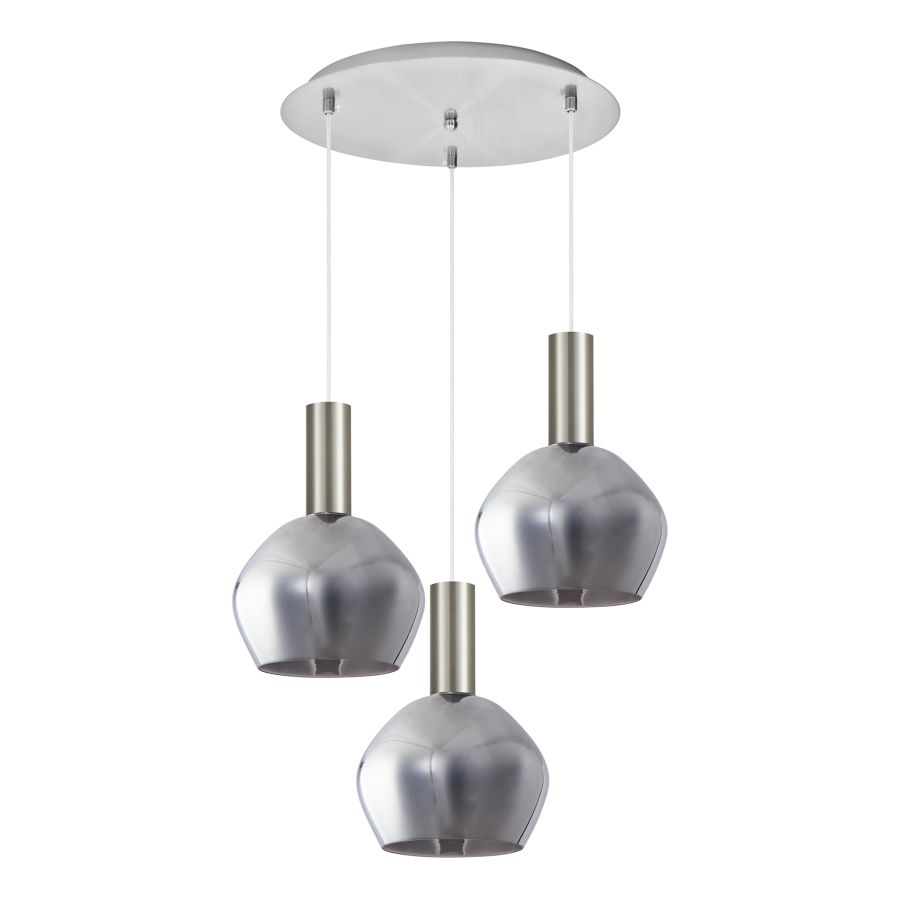 SE21-NM-4-GL2-3NM ADEPT TUBE Nickel Matt Pendant Smoked Glass+ HOMELIGHTING 77-8403