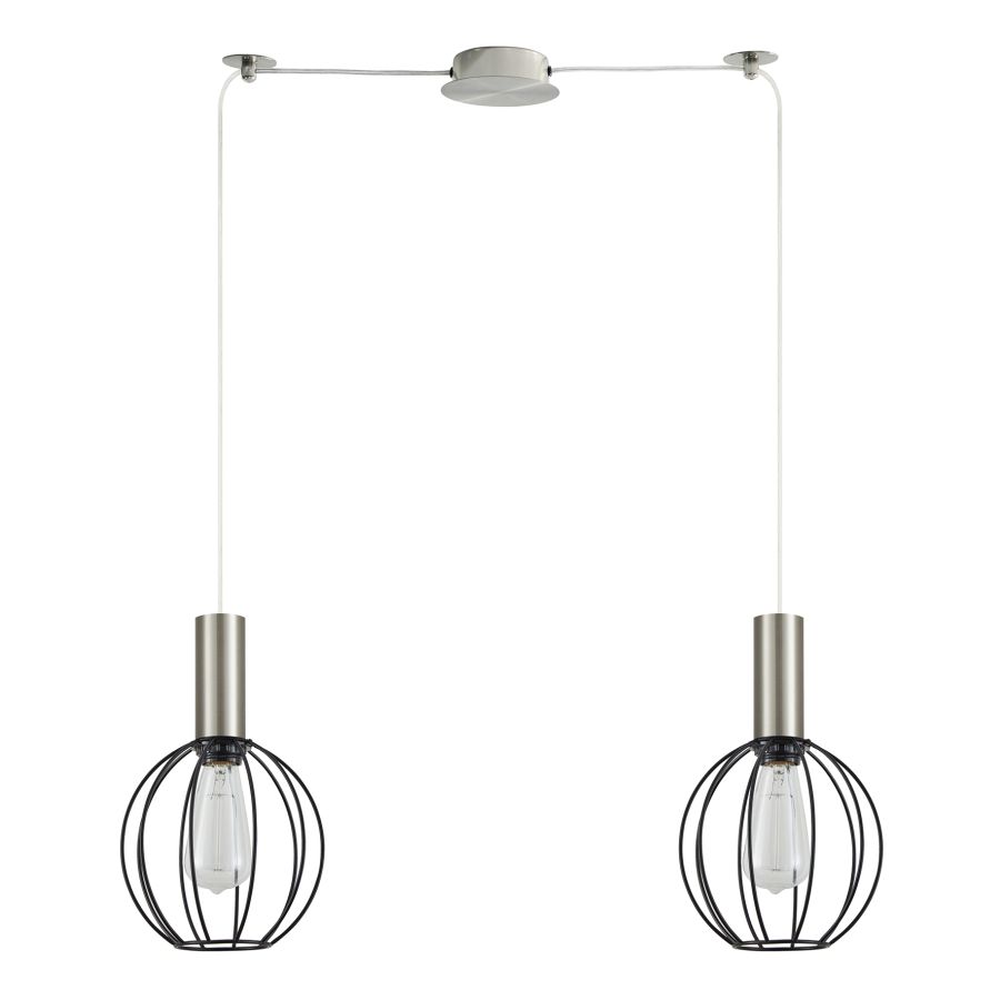 SE21-NM-4-NM2-GR2 ADEPT TUBE Nickel Matt Pendant Black Metal Grid+ HOMELIGHTING 77-8445