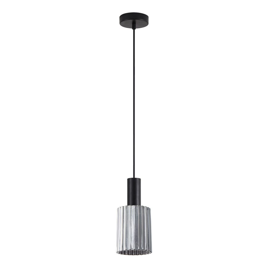 SE21-BL-4-GL1 ADEPT TUBE Black Pendant Smoked Glass+ HOMELIGHTING 77-8483