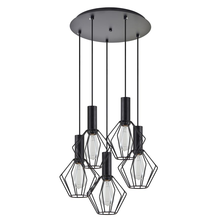 SE21-BL-4-5BL-GR1 ADEPT TUBE Black Pendant Black Metal Grid+ HOMELIGHTING 77-8531