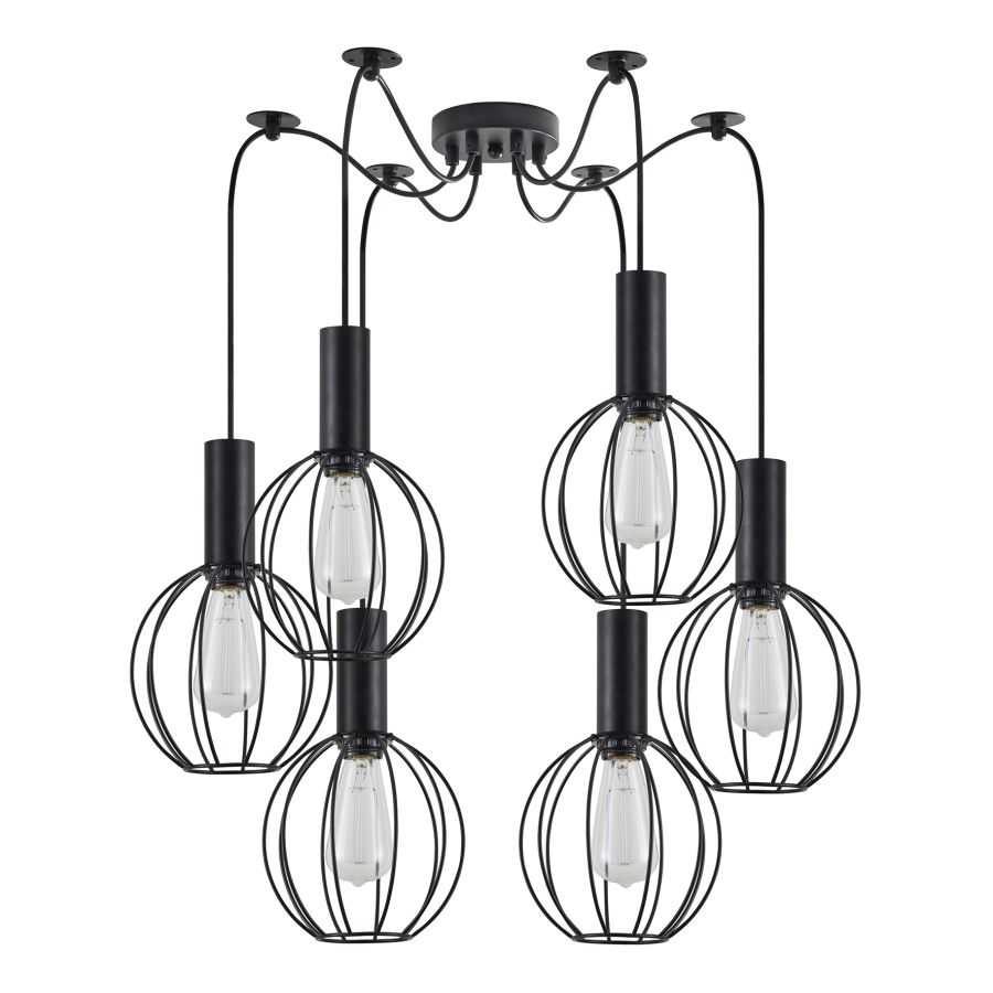 SE21-BL-4-BL6-GR2 ADEPT TUBE Black Pendant Black Metal Grid+ HOMELIGHTING 77-8534