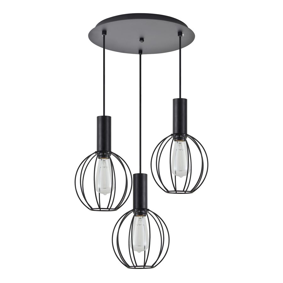 SE21-BL-4-3BL-GR2 ADEPT TUBE Black Pendant Black Metal Grid+ HOMELIGHTING 77-8537