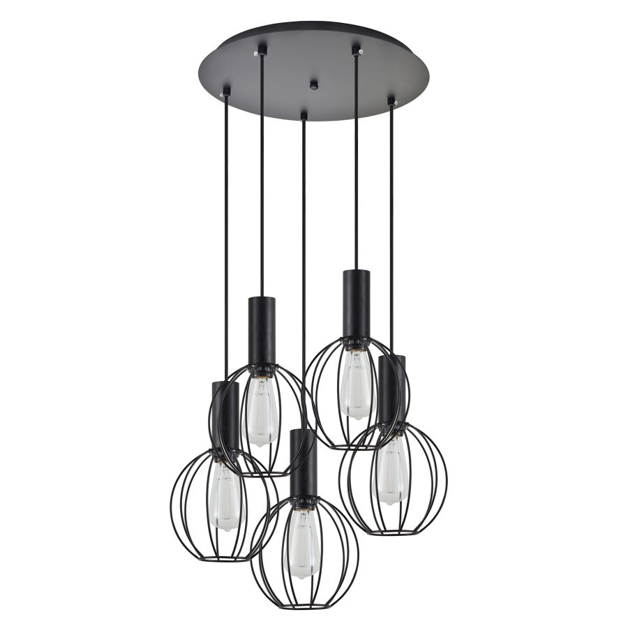 SE21-BL-4-5BL-GR2 ADEPT TUBE Black Pendant Black Metal Grid+ HOMELIGHTING 77-8538