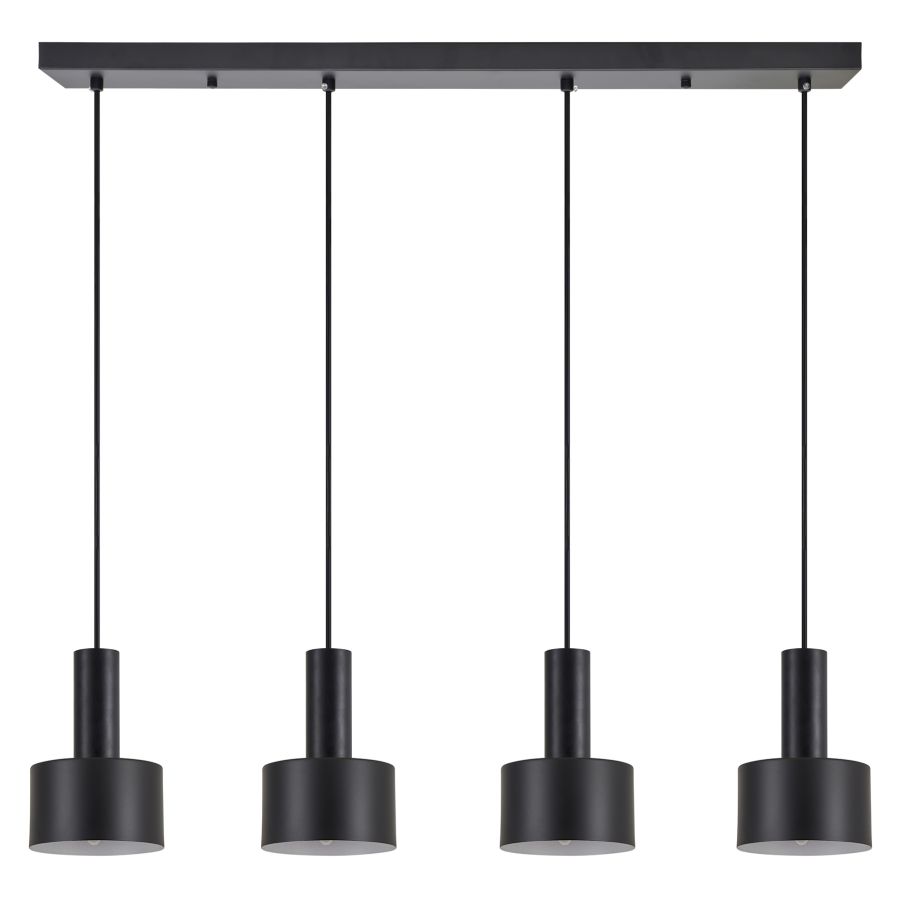 SE21-BL-4-4BL-MS1 ADEPT TUBE Black Pendant Black Metal Shade+ HOMELIGHTING 77-8546