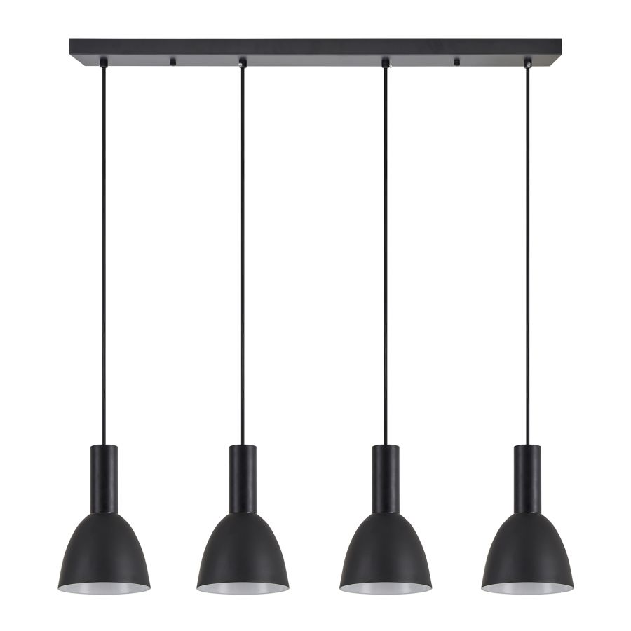 SE21-BL-4-4BL-MS2 ADEPT TUBE Black Pendant Black Metal Shade+ HOMELIGHTING 77-8553