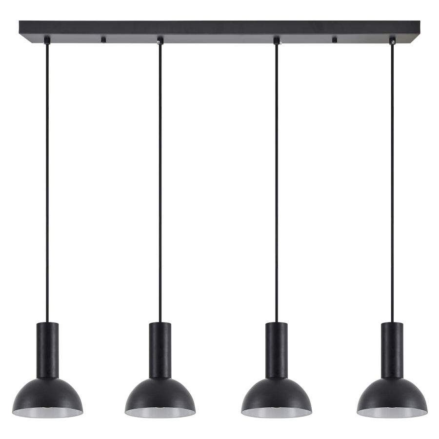 SE21-BL-4-4BL-MS3 ADEPT TUBE Black Pendant Black Metal Shade+ HOMELIGHTING 77-8560