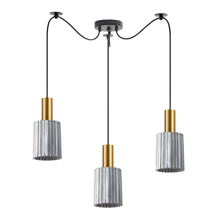 SE21-GM-4-BL3-GL1 ADEPT TUBE Gold Matt Pendant Smoked Glass+ HOMELIGHTING 77-8576