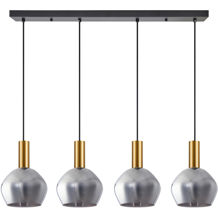 SE21-GM-4-4BL-GL2 ADEPT TUBE Gold Matt Pendant Smoked Glass+ HOMELIGHTING 77-8587