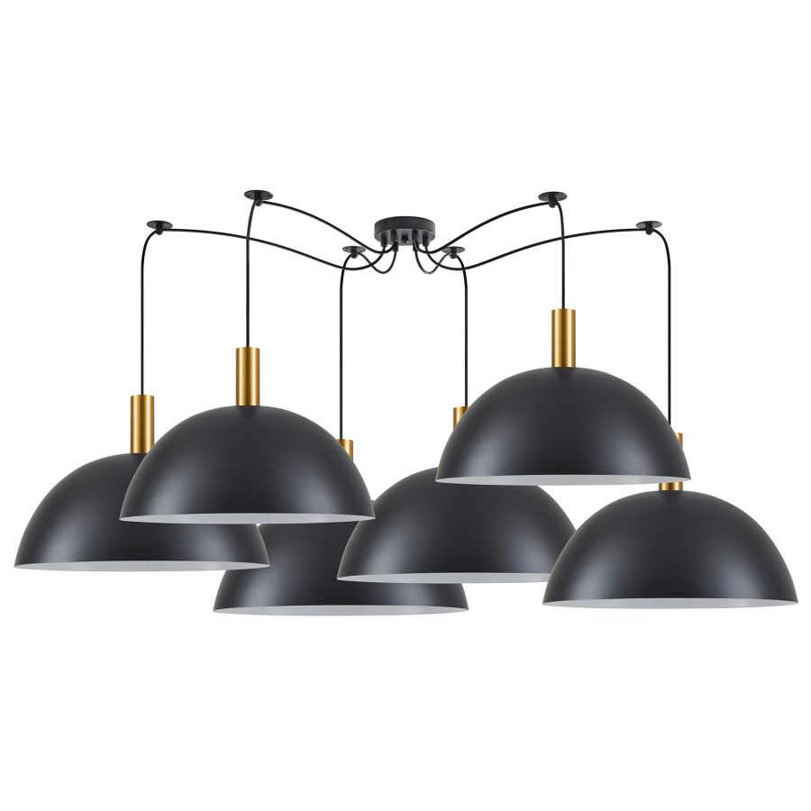 SE21-GM-4-BL6-MS50 ADEPT TUBE Gold Matt Pendant Black Metal Shade+ HOMELIGHTING 77-8593