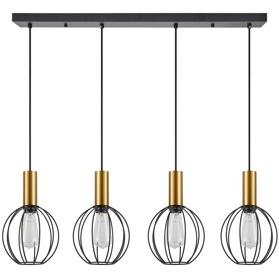 SE21-GM-4-4BL-GR1 ADEPT TUBE Gold Matt Pendant Black Metal Grid+ HOMELIGHTING 77-8630