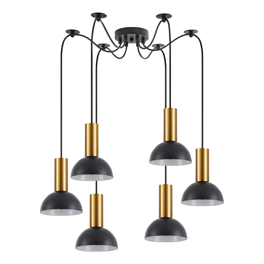 SE21-GM-4-BL6-MS3 ADEPT TUBE Gold Matt Pendant Black Metal Shade+ HOMELIGHTING 77-8646