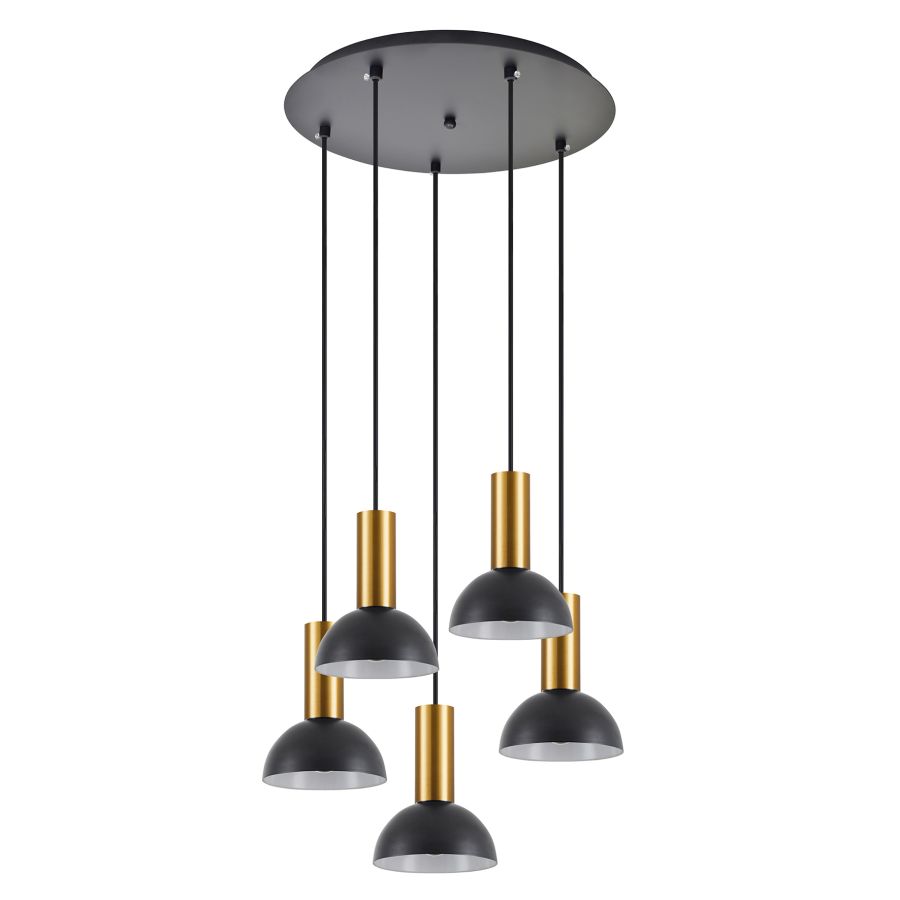 SE21-GM-4-5BL-MS3 ADEPT TUBE Gold Matt Pendant Black Metal Shade+ HOMELIGHTING 77-8650