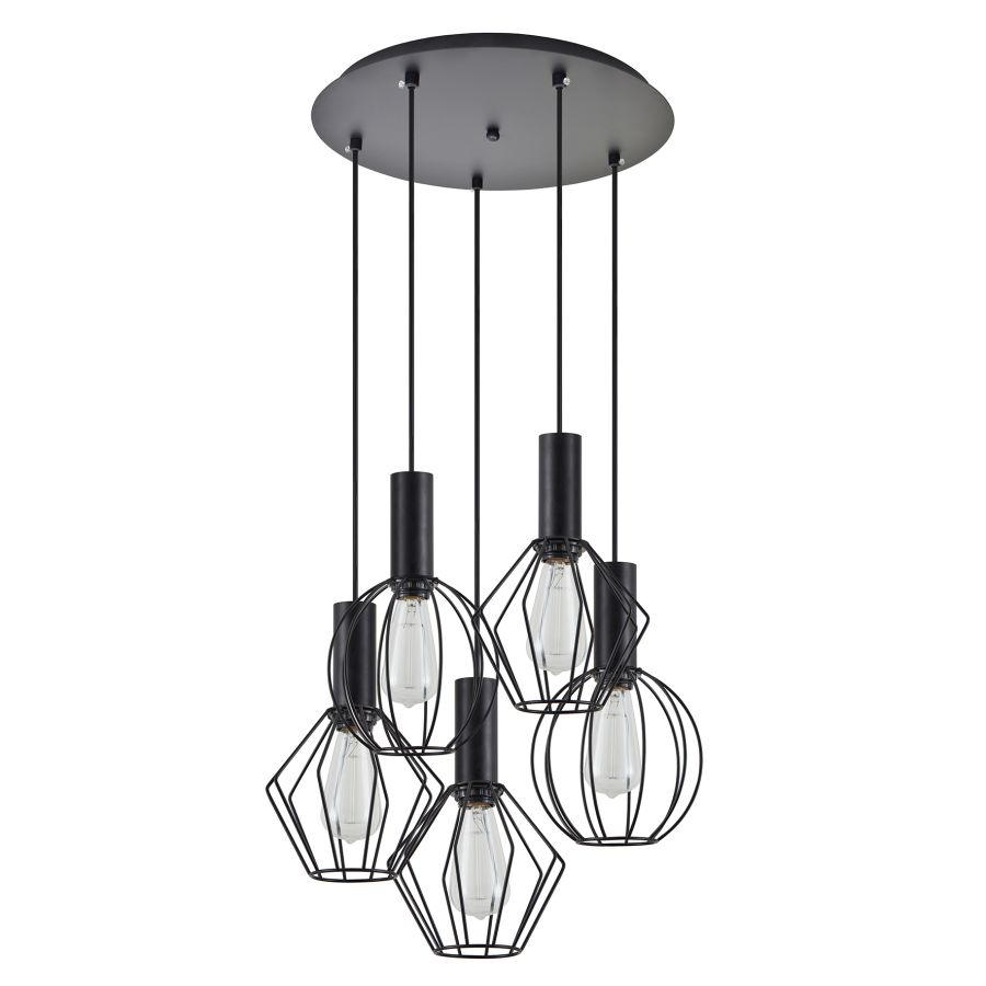 SE21-BL-4-5BL-GR12 ADEPT FLEX Black Pendant Black Metal Grid+ HOMELIGHTING 77-8906