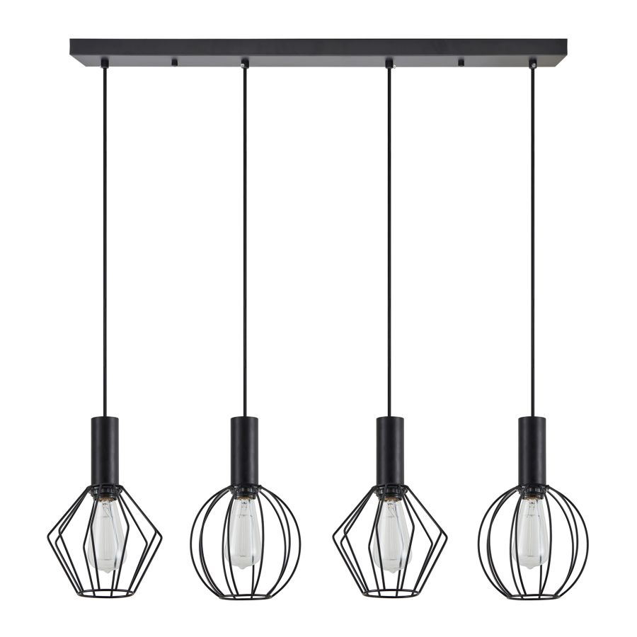 SE21-BL-4-4BL-GR12 ADEPT FLEX Black Pendant Black Metal Grid+ HOMELIGHTING 77-8907