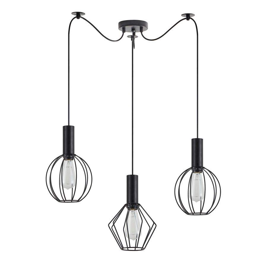 SE21-BL-4-BL3-GR12 ADEPT FLEX Black Pendant Black Metal Grid+ HOMELIGHTING 77-8909