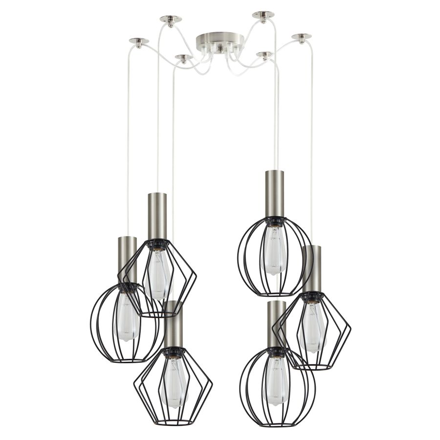 SE21-NM-4-BL6-GR12 ADEPT FLEX Nickel Matt Pendant Black Metal Grid+ HOMELIGHTING 77-8923