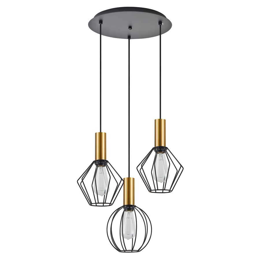 SE21-GM-4-3BL-GR12 ADEPT FLEX Gold Matt Pendant Black Metal Grid+ HOMELIGHTING 77-8935