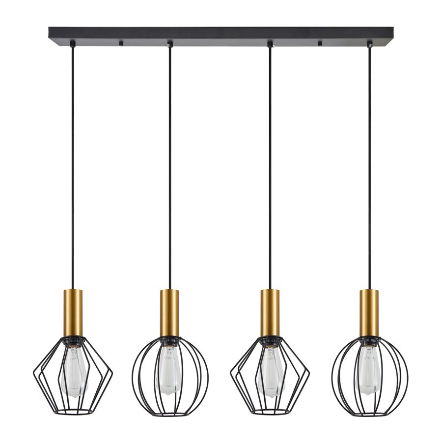 SE21-GM-4-4BL-GR12 ADEPT FLEX Gold Matt Pendant Black Metal Grid+ HOMELIGHTING 77-8937