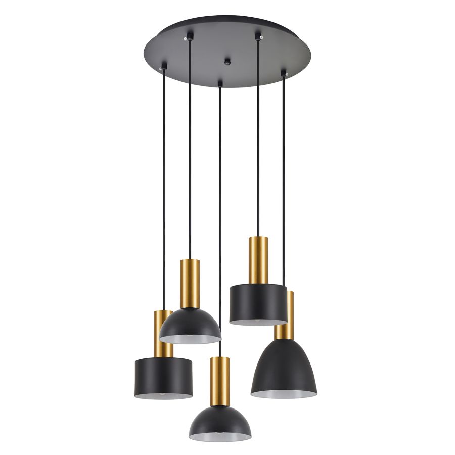 SE21-GM-4-5BL-MS123 ADEPT FLEX Gold Matt Pendant Black Metal Shade+ HOMELIGHTING 77-8941