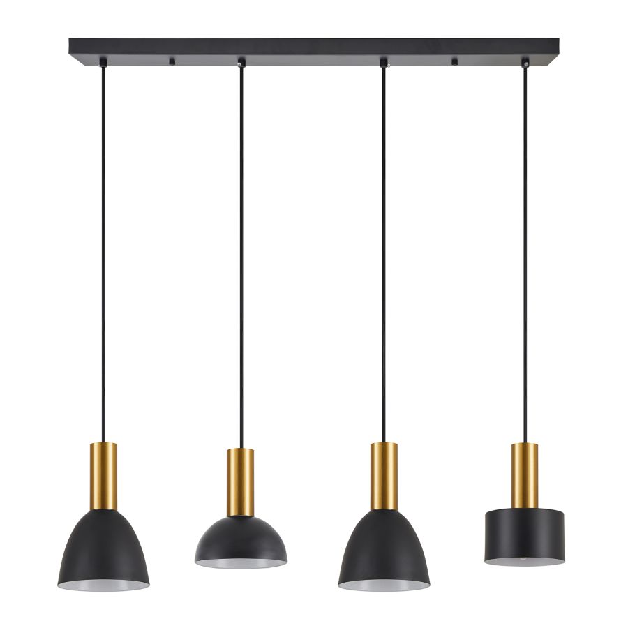 SE21-GM-4-4BL-MS123 ADEPT FLEX Gold Matt Pendant Black Metal Shade+ HOMELIGHTING 77-8942