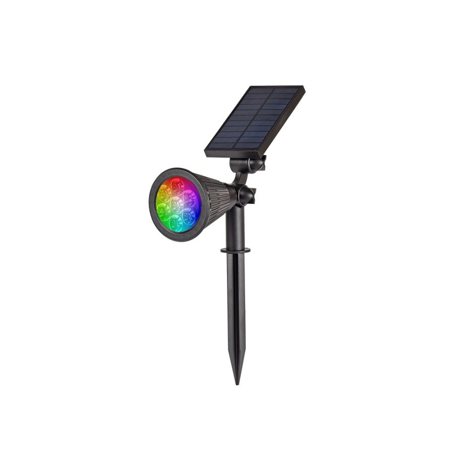 Προβολάκι Ηλιακό Καρφωτό IP65 LED 2W RGB Solar Spike Black it-Lighting Amistad 80204910S