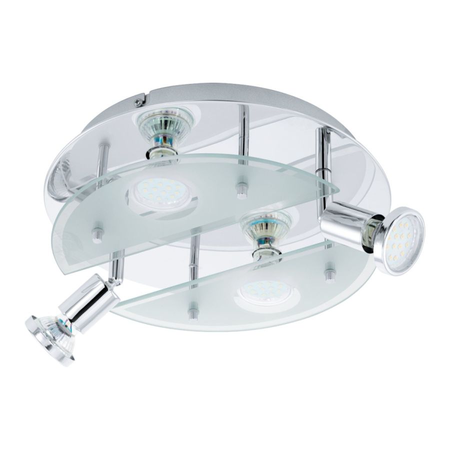 Σποτ Ροζέτα Τετράφωτη  D29xH10cm 4xGU10 3000K Ατσάλι Χρώμιο-Διάφανο Σατινέ Γυαλί Eglo Cabo 93085