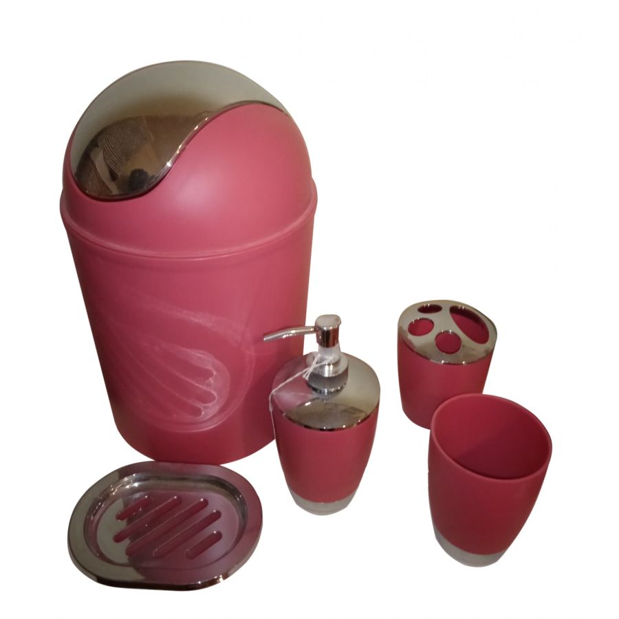 Σετ 5τμχ. Aξεσουάρ Μπάνιου, Κοραλί-Inox Etoile CM-964C