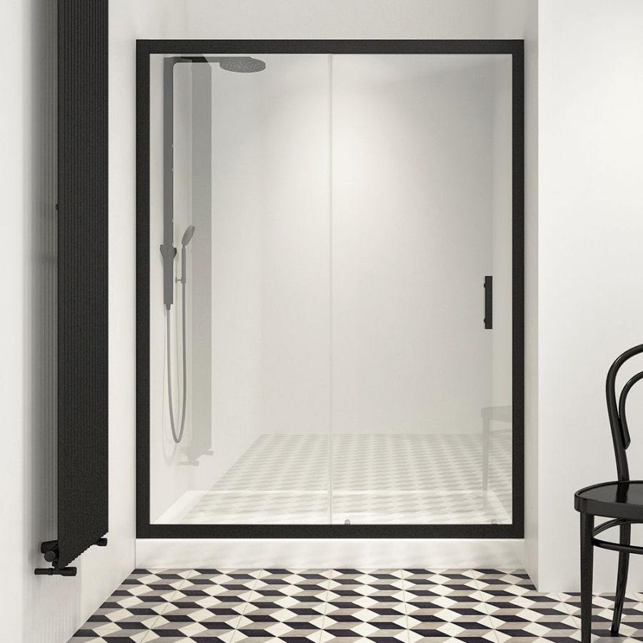 Καμπίνα 120xH200cm 1 Σταθερό-1 Συρόμενο Προφίλ Black Mat, Κρύσταλλο 6mm Clear Nanotechnology Orabella Energy Easy Fix Black Matt 30712