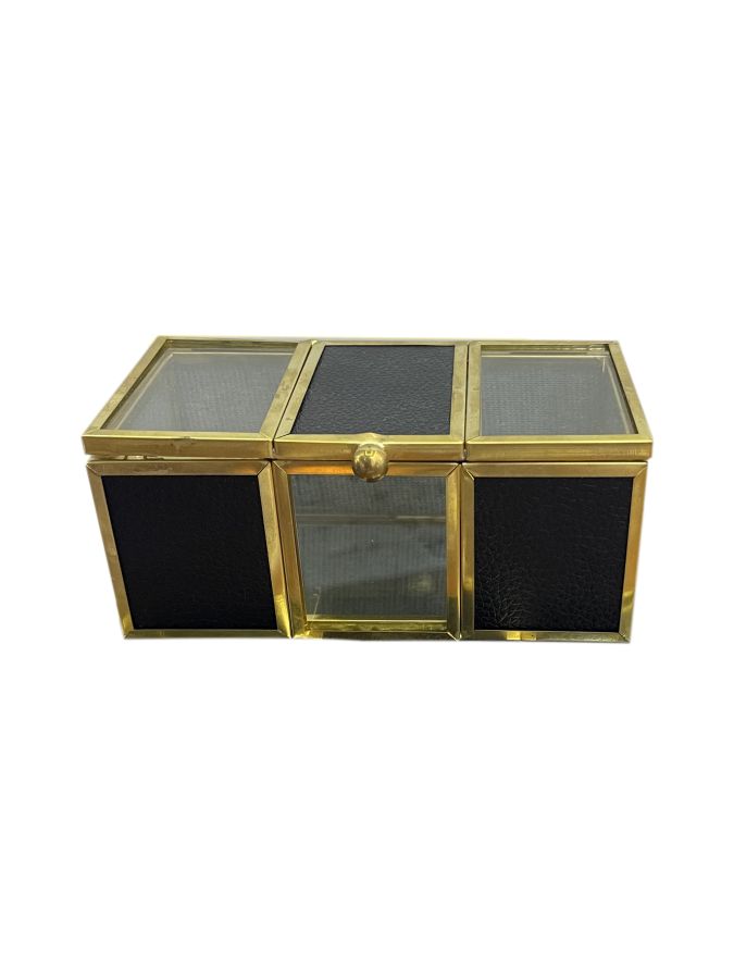 Κοσμηματοθήκη με Καπάκι 20x12x7cm Γυαλί -Μέταλλο, Μαύρο- Χρυσαφί Etoile DF-647B