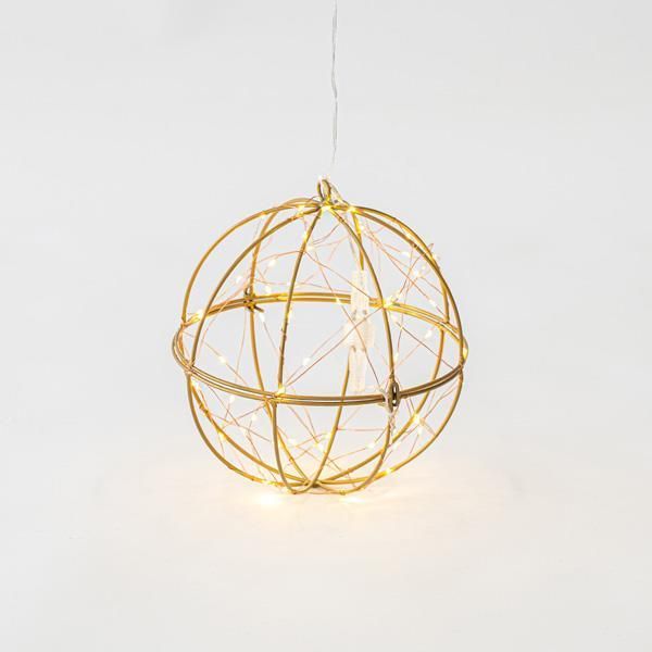 Μπάλλα Μεταλλική Φωτιζόμενη Ø20cm, IP44 60 Θερμά Led, Μετασχηματιστής, Προέκταση 5m Eurolamp 600-40093