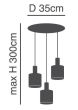 SE21-GM-4-3BL-SH2 ADEPT TUBE Gold Matt Pendant Grey Fabric Shade+ HOMELIGHTING 77-8607