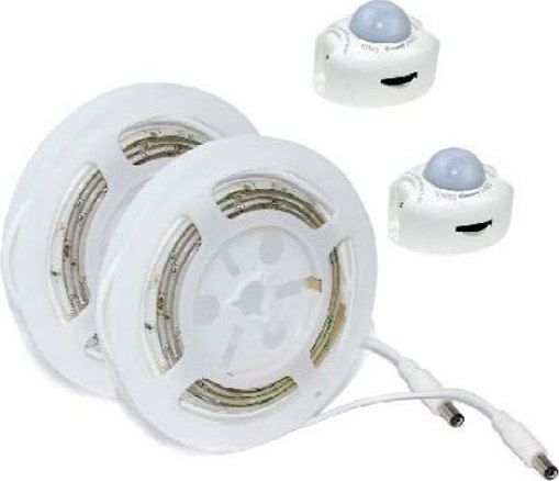 LED SMD BED STRIP KIT 2X1.2M IP65 4000K WITH 2 SENSORS & 12V DC PLUG DRIVER ACA SLIPO2