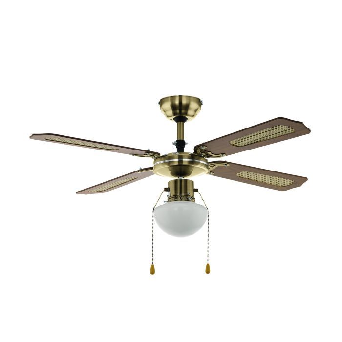 Ανεμιστήρας Οροφής Ø106,6x40,4cm Φωτισμό 1xE27 50W AC 220-240V,50Hz 3 Ταχύτητες Μπρονζέ-Ξύλο Eglo Tiggano 35039