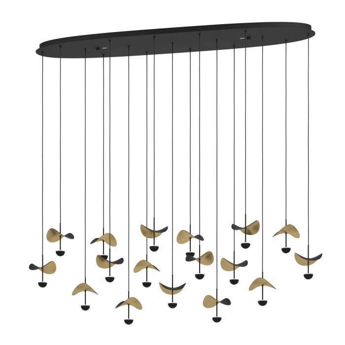 Φωτιστικό Κρεμαστό Ράγα L1550xB330xH2200mm 17x2,3w Led Dimmable 3000K 4760lm Ατσάλι Μαύρο-Χρυσό Eglo DRACERA 390343